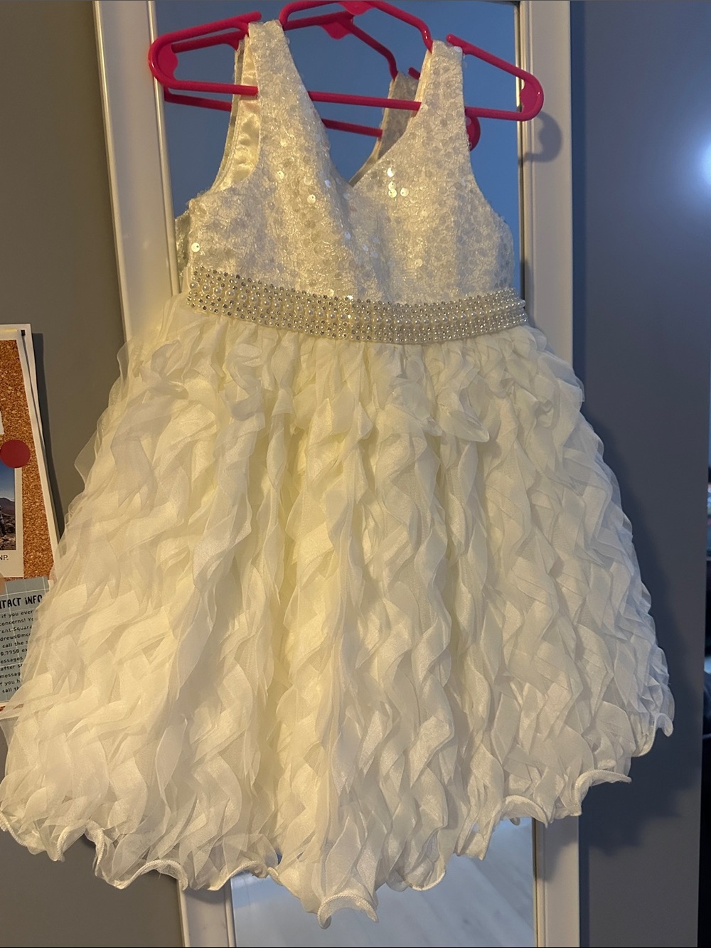 Ivory Sparkle Tulle Dress for Girls with Beaded Waist